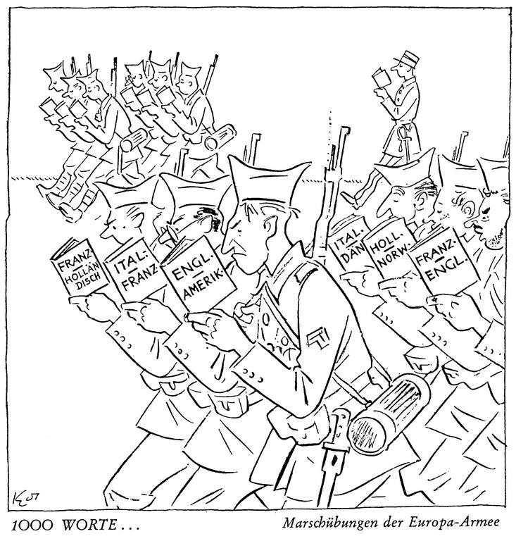 Cartoon by Köhler on the European Defence Community (1951)