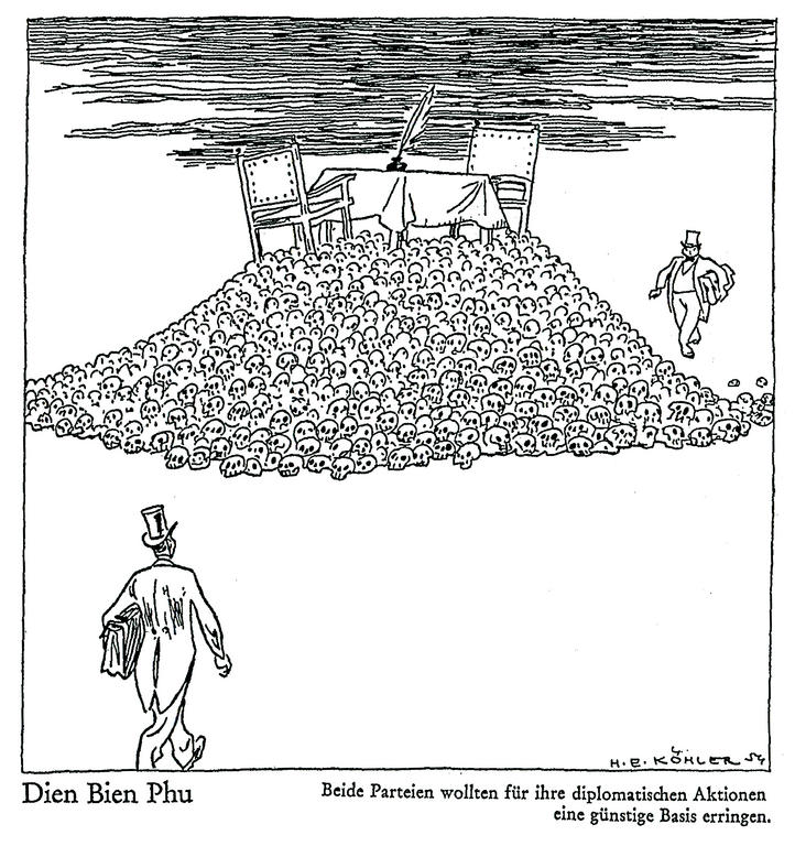 Cartoon by Köhler on the war in Indo-China (1954)