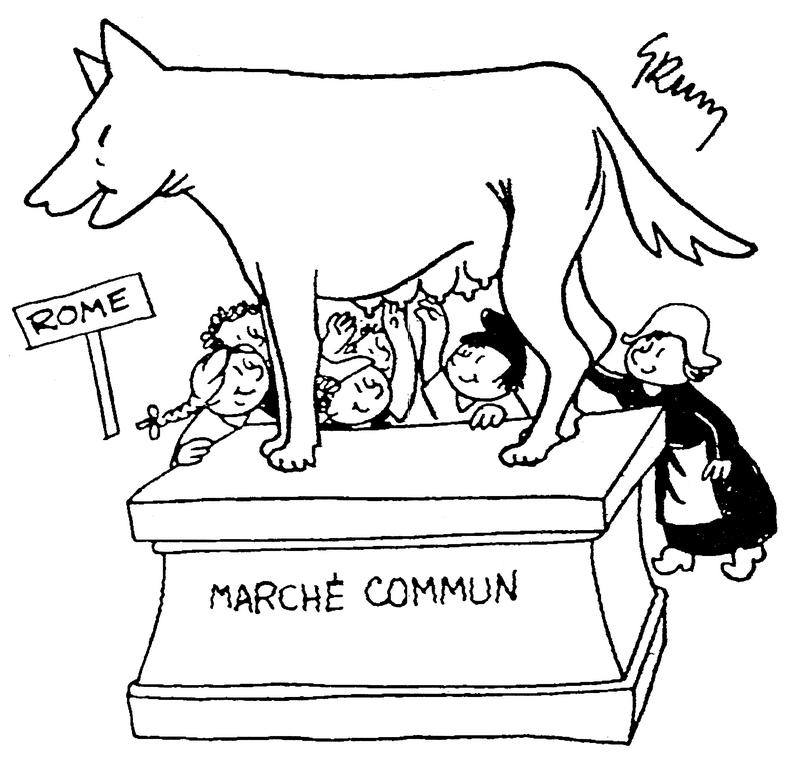 Karikatur zur Unterzeichnung der Römischen Verträge (4. April 1957)