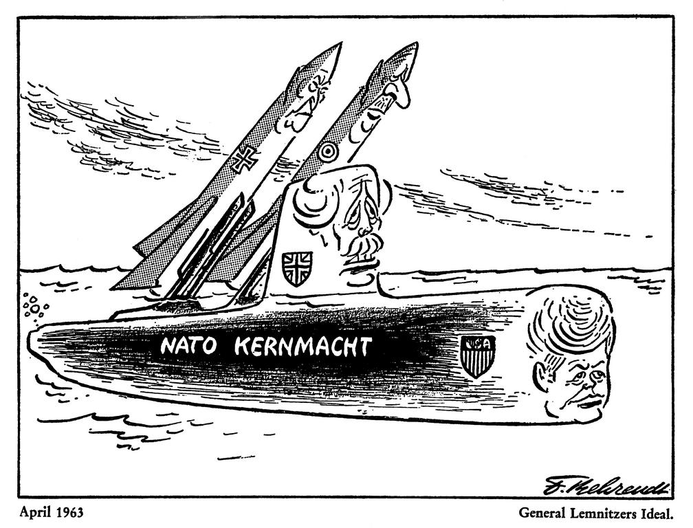 Cartoon by Behrendt on the Multilateral Force within NATO (April 1963)