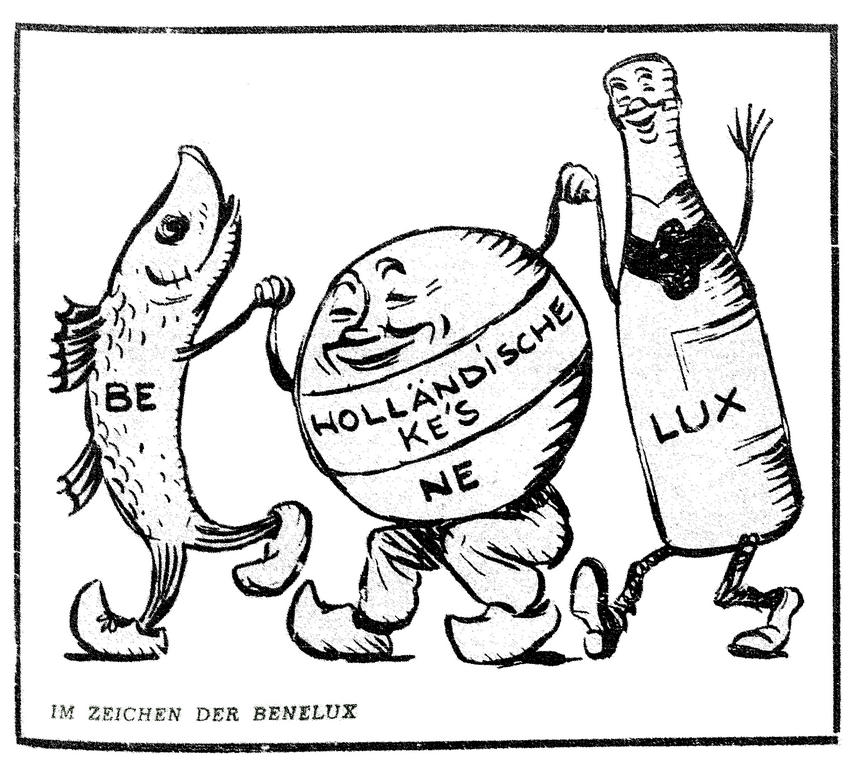 Caricature de Simon sur le Benelux (23 mars 1948)
