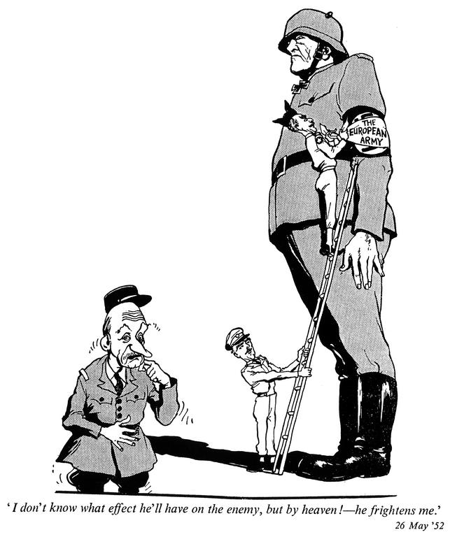 Cartoon by Cummings on the question of German rearmement (26 May 1952)
