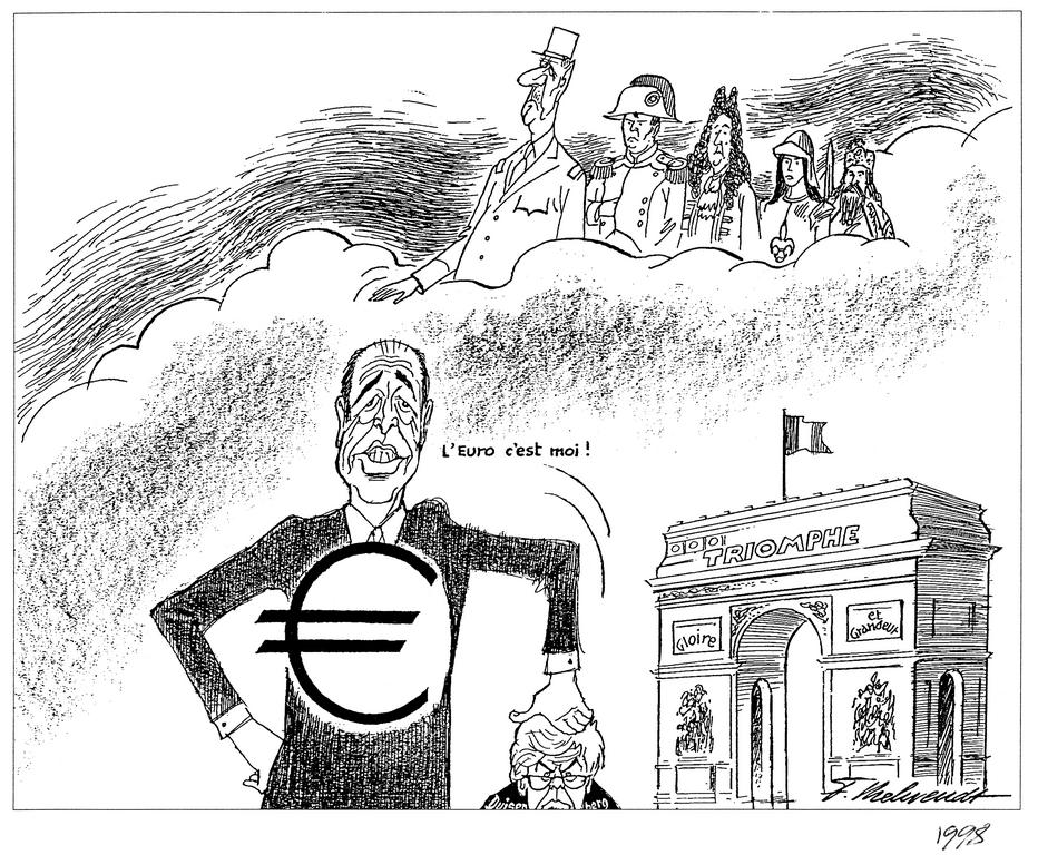 Cartoon by Behrendt on France and the euro (1998)