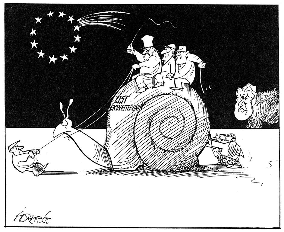 Cartoon by Hanel on the new enlargement of the EU (1995)