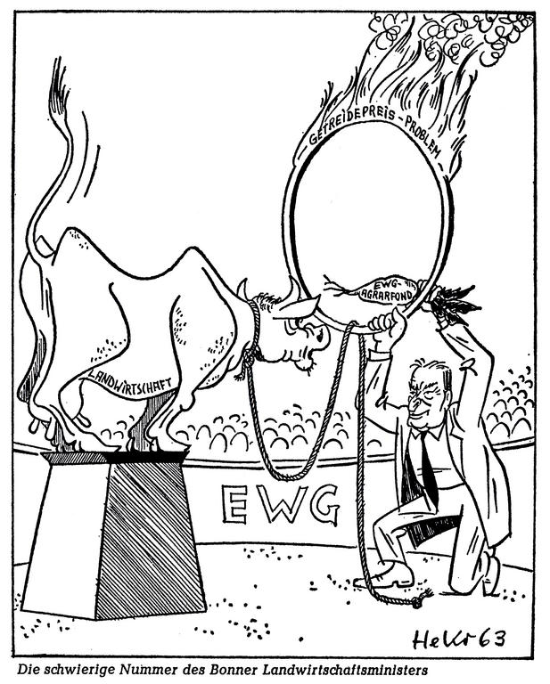 Caricature de HeKo sur la RFA et la PAC (25 juillet 1963)