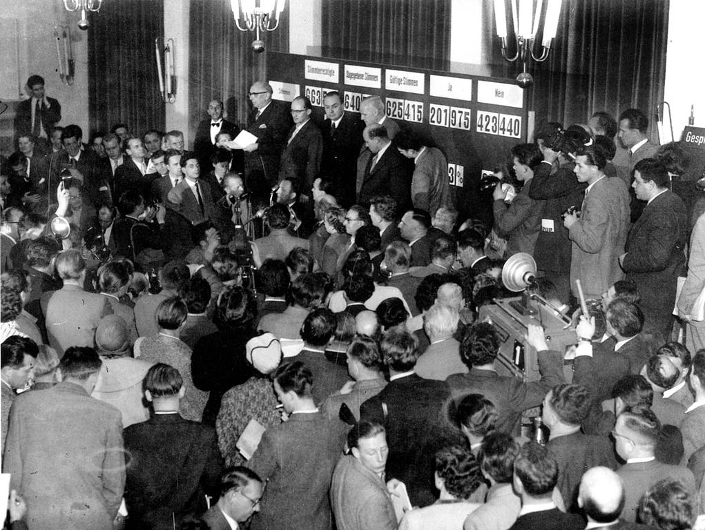 Premiers résultats du référendum sur le statut européen de la Sarre (24 octobre 1955)