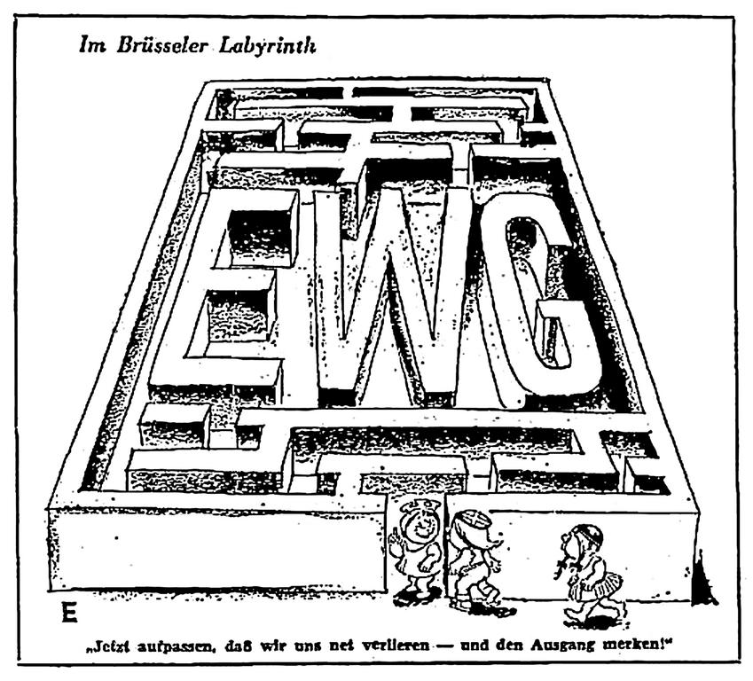 Caricature sur la demande d'association de l'Autriche à la CEE (29 juillet 1962)