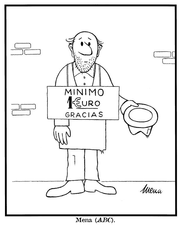 Cartoon by Mena on the introduction of the euro and on inflation