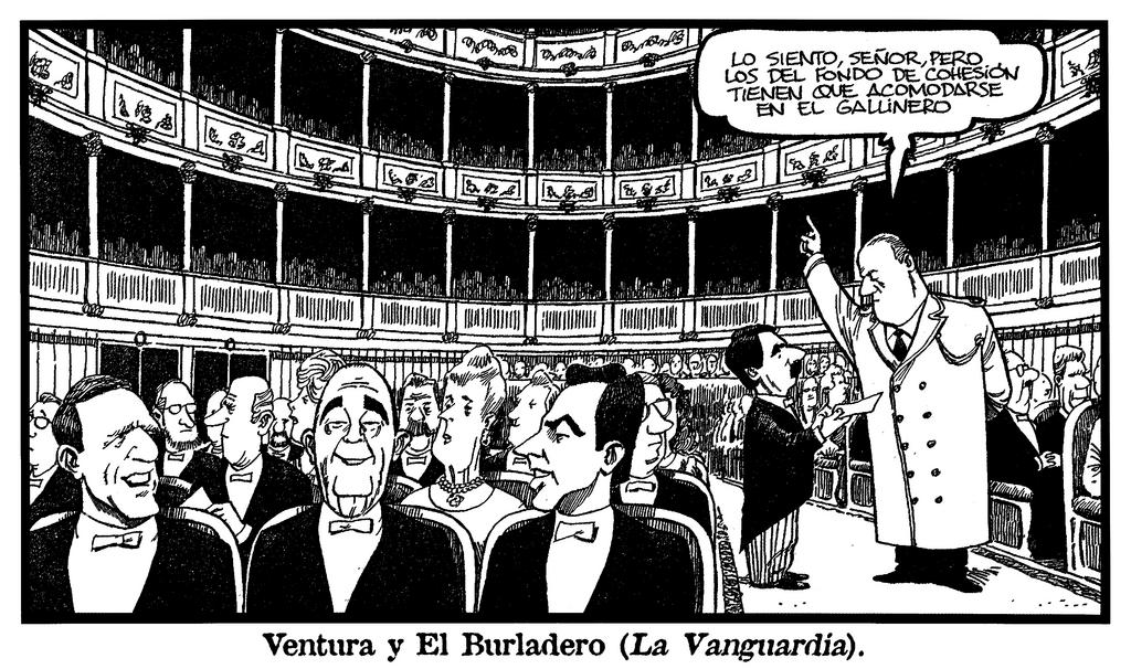 Cartoon by Ventura and El Burladero on the countries receiving assistance from the Cohesion Fund