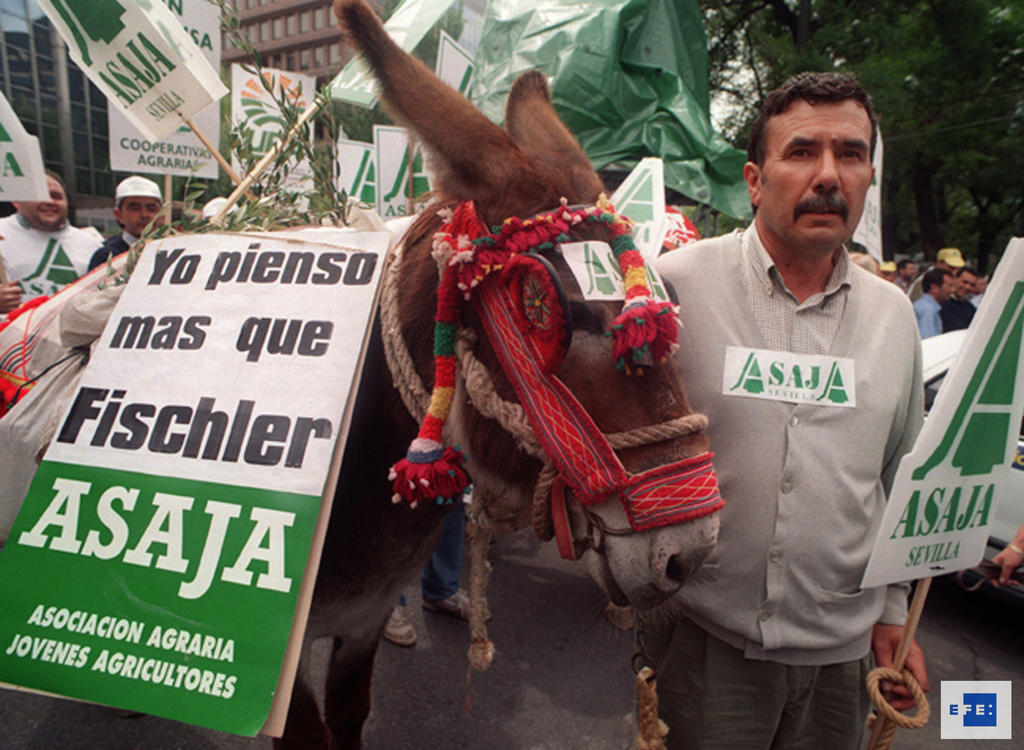 Manifestación contra la reforma de la Comisión Europea del sector del aceite (Madrid, 31 de mayo de 1997)