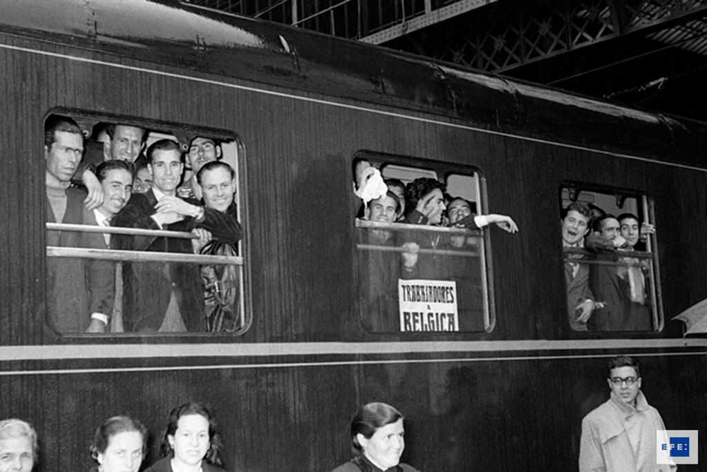 Salida del primer contingente de trabajadores españoles hacia Bélgica (Madrid, 25 de marzo de 1957)