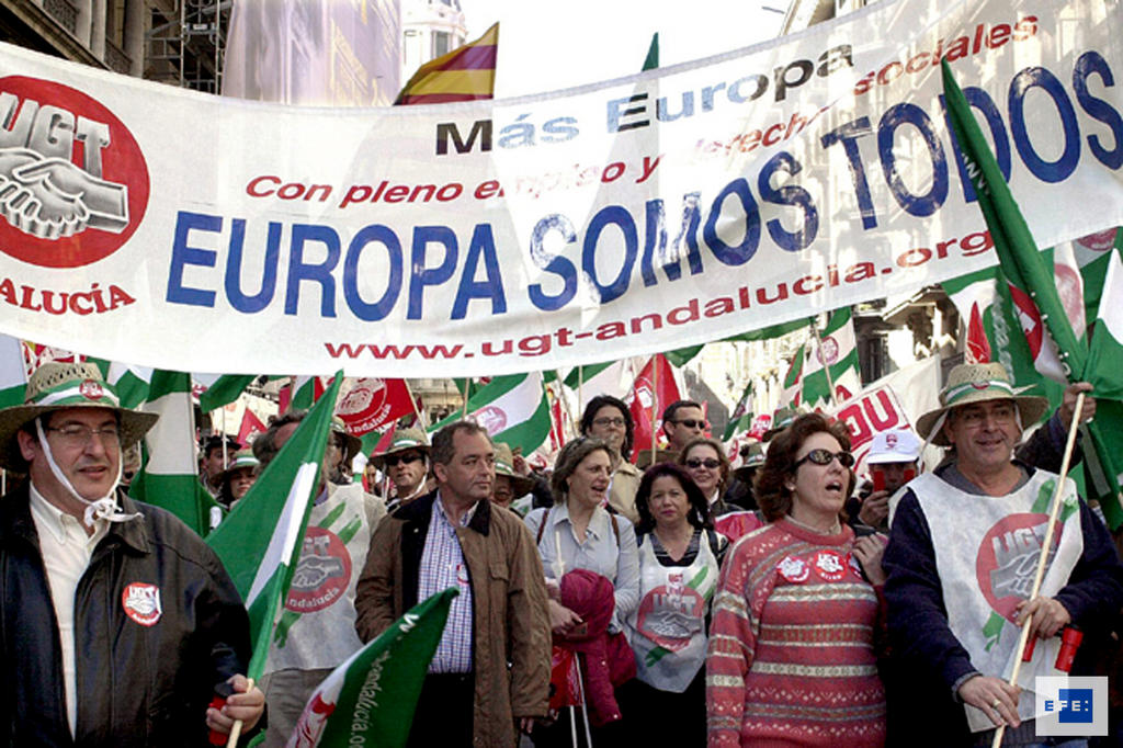 Manifestation organisée par la Confédération européenne des syndicats (Barcelone, 14 mars 2002)