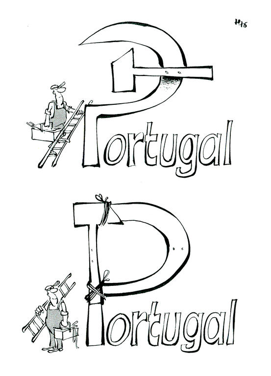 Caricature d'Haitzinger sur la démocratisation du Portugal (avril 1976)