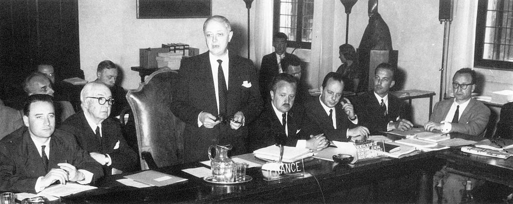 Christian Pineau lors de la conférence de Venise (29 mai 1956)