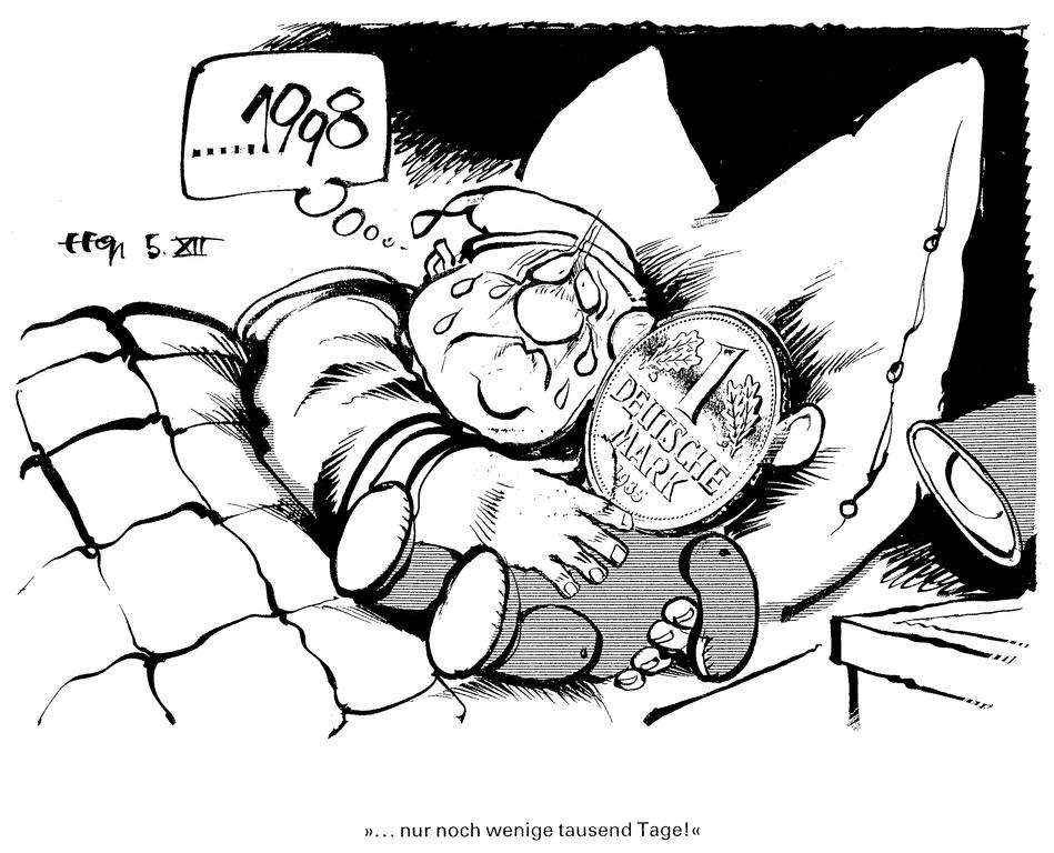 Caricature d'Haitzinger sur l'Allemagne face à l'UEM (5 décembre 1991)