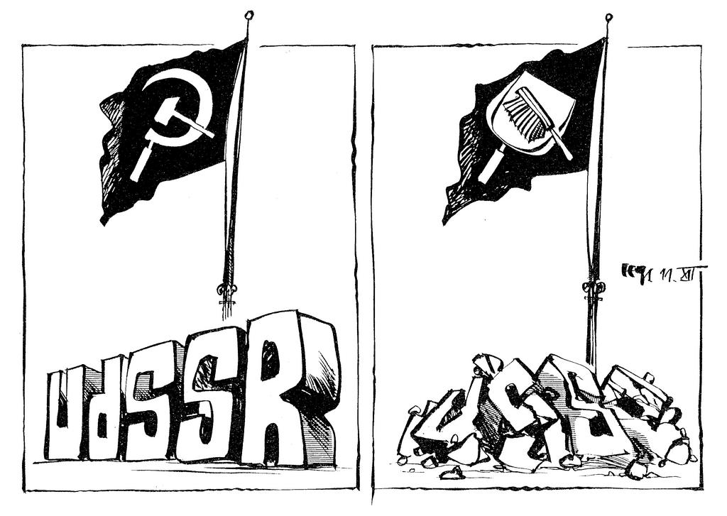 Cartoon by Haitzinger on the demise of the Soviet Union (11 December 1991)