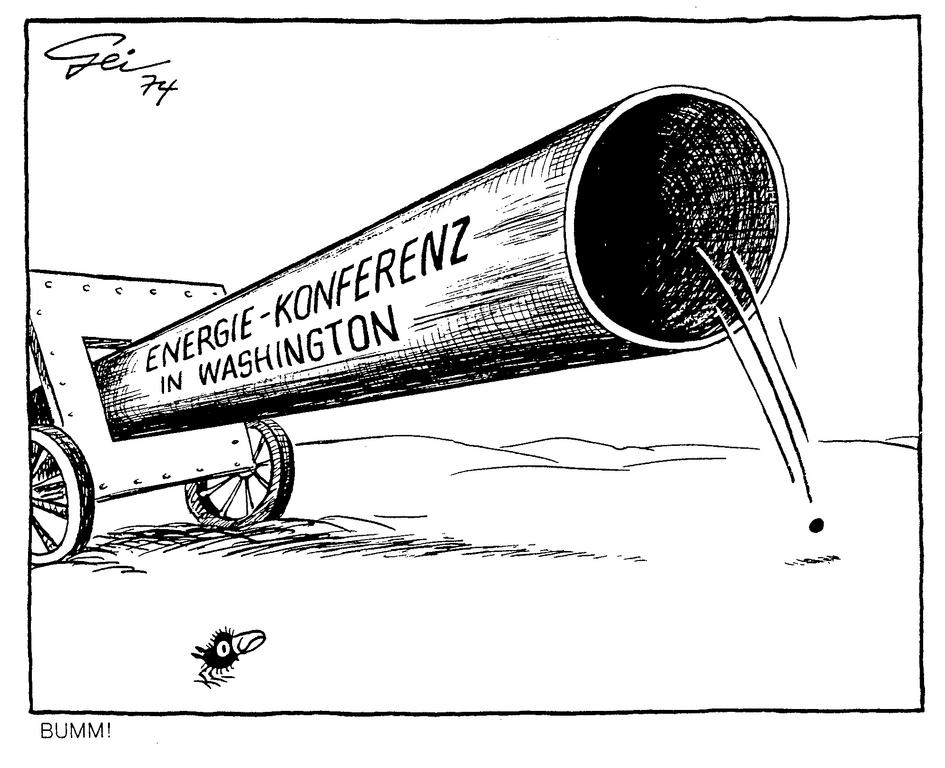 Caricature de Geisen sur la conférence énergétique de Washington (1974)