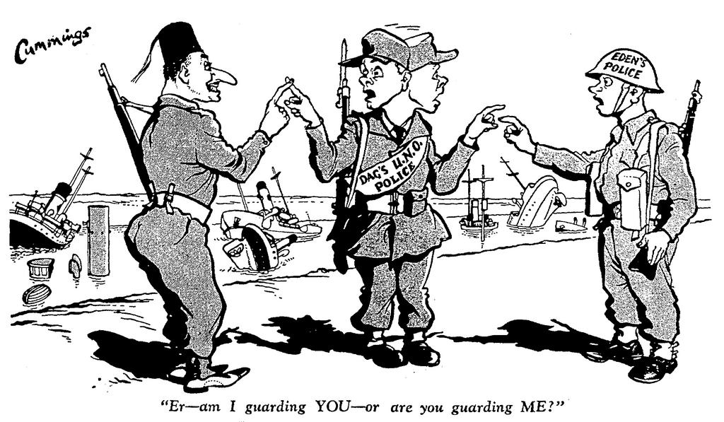 Cartoon by Cummings on the Suez Crisis (23 November 1956)