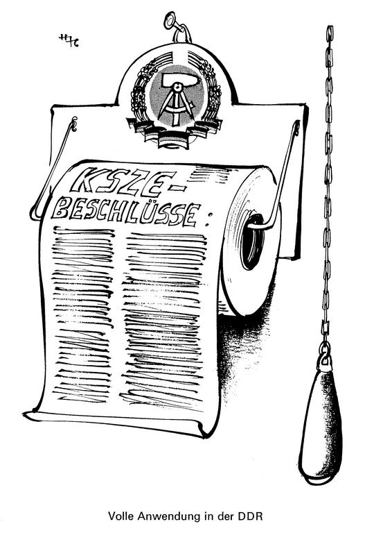 Cartoon by Haitzinger on the application of the CSCE resolutions (March 1976)