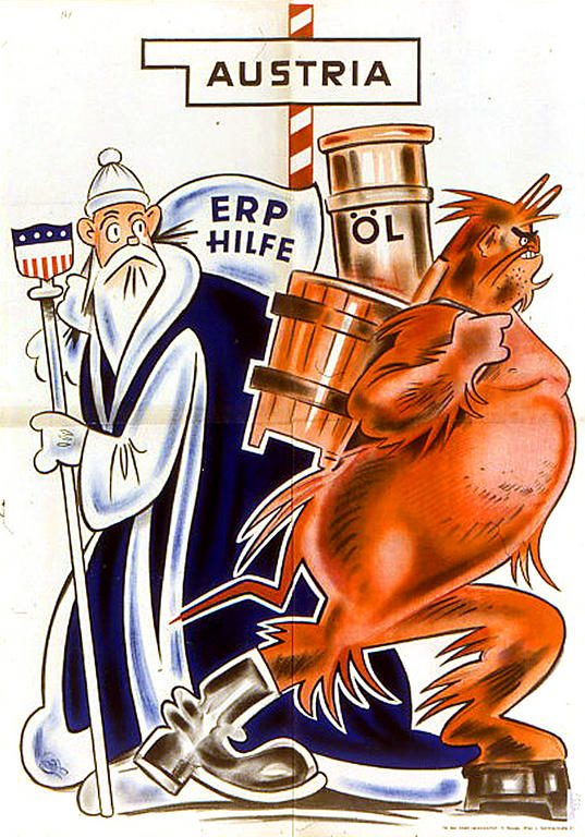 Cartoon by the Communist Party of Austria (KPÖ) on the effects of the Marshall Plan (1952)