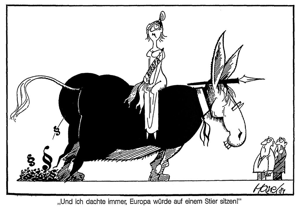Caricature de Hanel sur la vision de l'Europe (1981)
