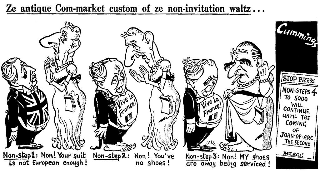 Caricature de Cummings sur la question de l'adhésion du Royaume-Uni aux CE (3 décembre 1969)