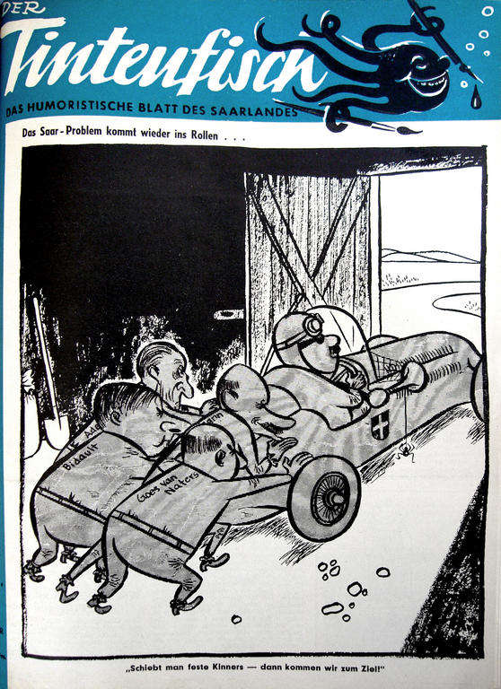 Caricature sur le règlement de la question sarroise (Décembre 1953)