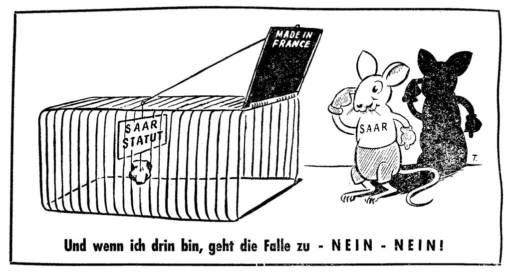 Karikatur über die Konsequenzen der Volksabstimmung über das Saarland (4. Oktober 1955)