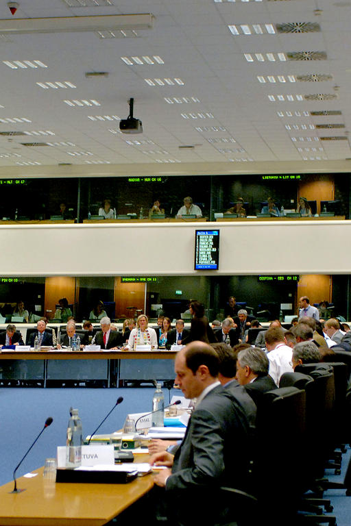 Ansicht des Sitzungssaals des Rates „Allgemeine Angelegenheiten und Außenbeziehungen“ (Luxemburg, 12. Juni 2006)