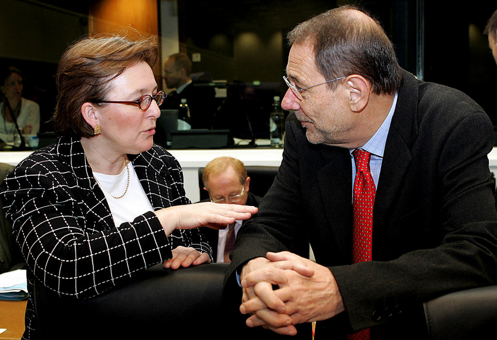 Martine Schommer et Javier Solana (Bruxelles, 25 avril 2005)