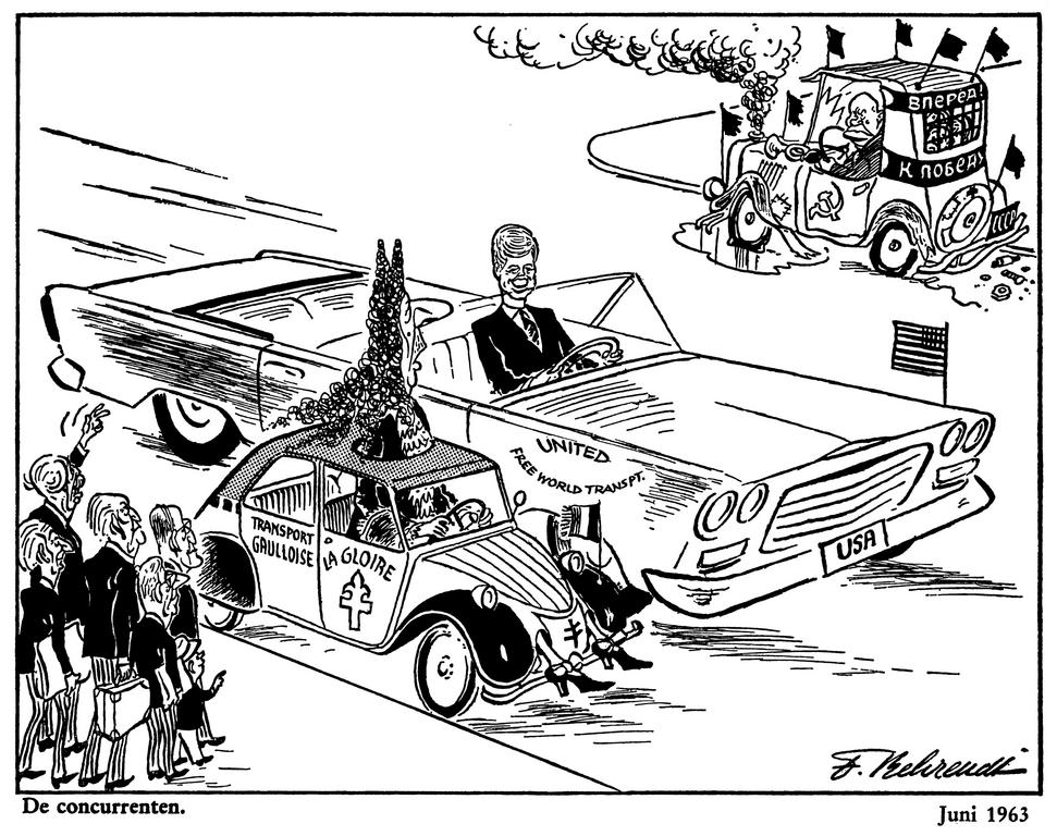 Cartoon by Behrendt on Franco-American relations (June 1963)
