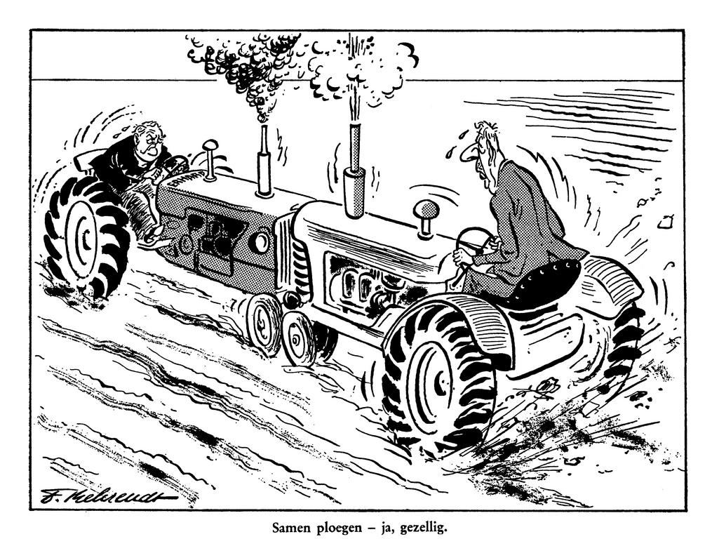 Caricature de Behrendt sur les positions franco-allemandes face à la PAC (Décembre 1963)