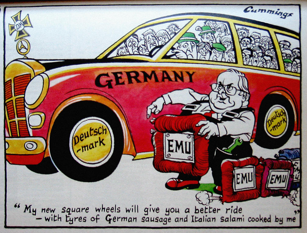 Cartoon by Cummings on Germany and the euro (7 June 1997)