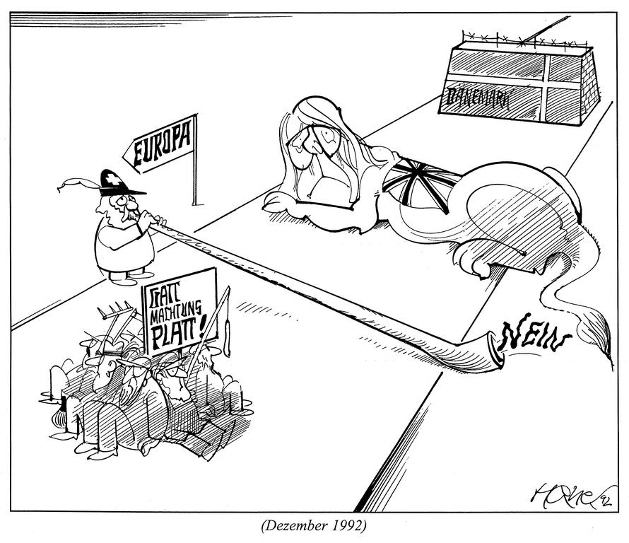 Cartoon by Hanel on the Swiss ‘No’ to the EEA (December 1992)