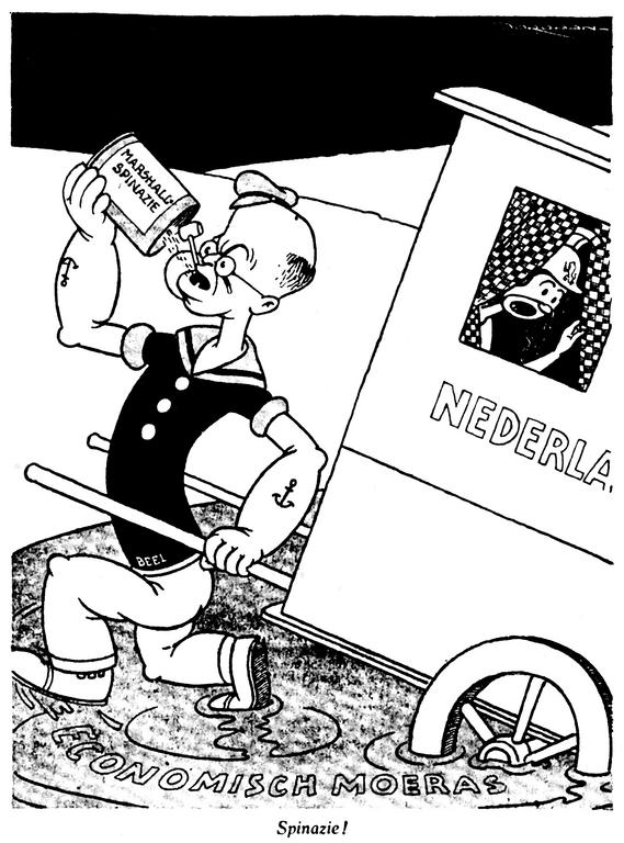 Cartoon on the Netherlands and the Marshall Plan (10 April 1948)