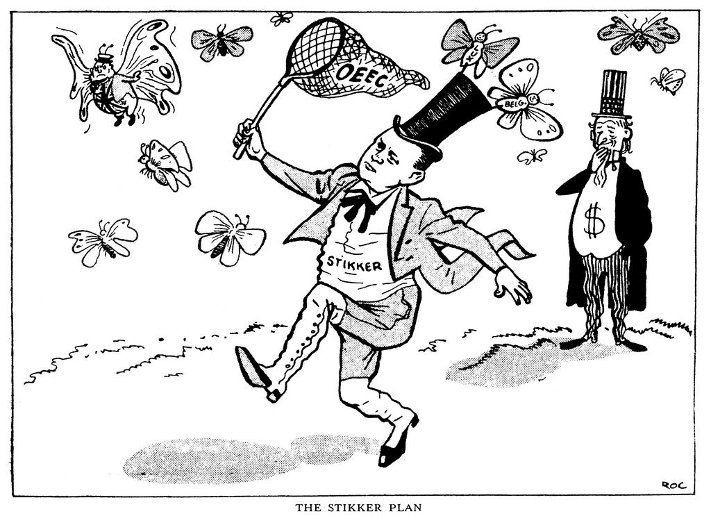 Cartoon by Roc on the role played by Dirk Stikker in the OEEC (11 February 1950)