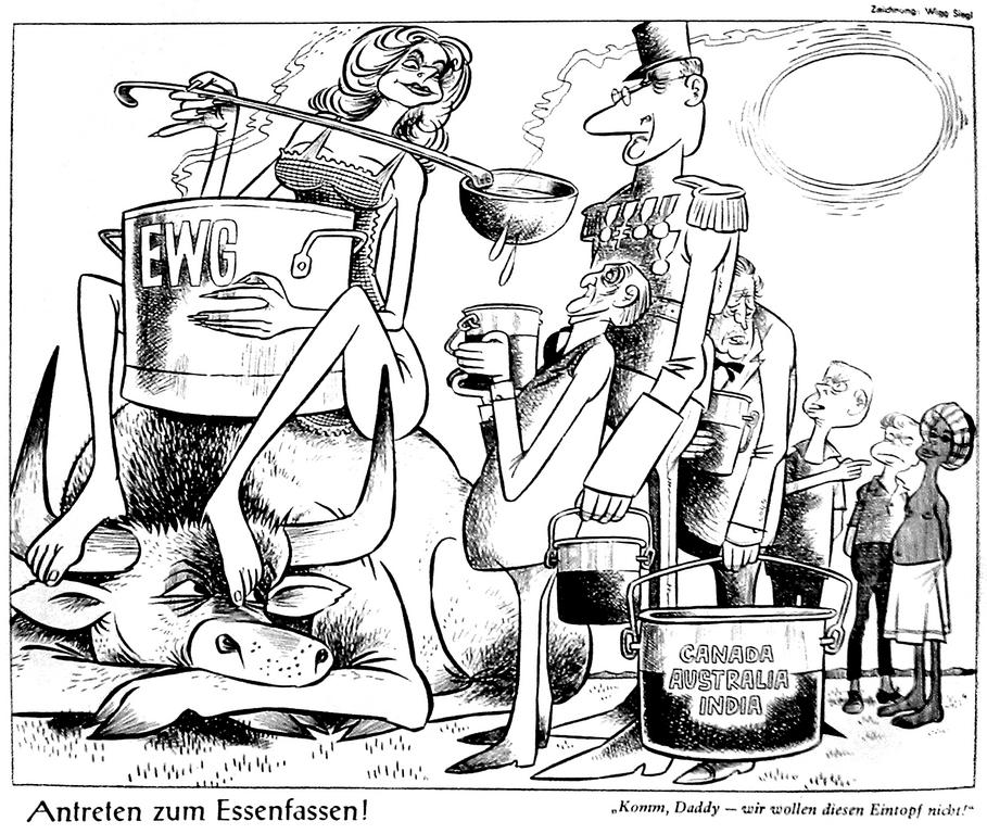 Cartoon by Siegl on British accession to the EEC (25 August 1962)