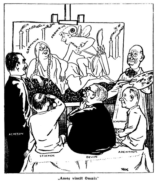 Caricature de Roc sur le plan Schuman (20 mai 1950)