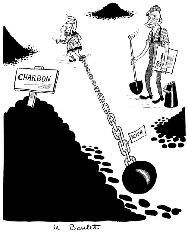 Cartoon by Pinatel on the signing of the ECSC Treaty (April 1951)