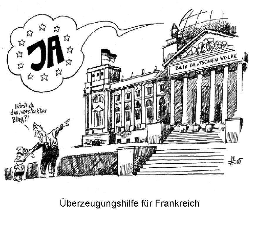 Caricature de Sakurai sur la ratification du traité constitutionnel en Allemagne (12 mai 2005)