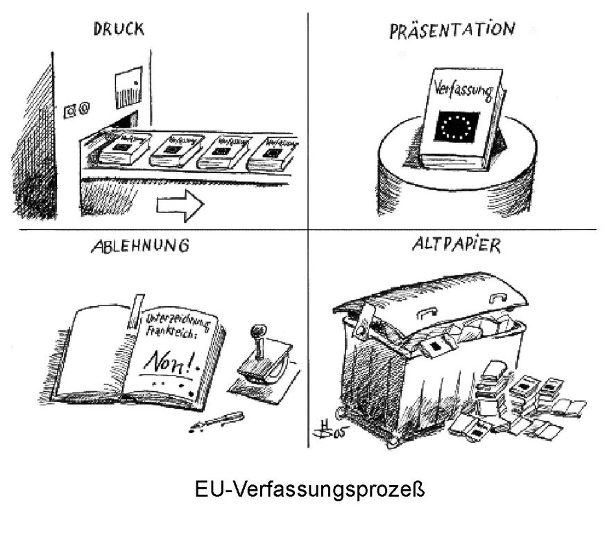 Caricature de Sakurai sur l'avenir du traité constitutionnel européen (1er juin 2005)