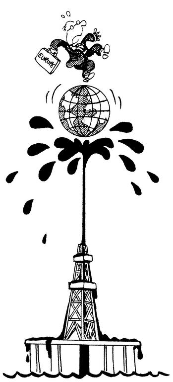 Cartoon by Plantu on the oil crisis (December 1973)
