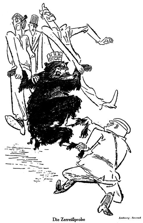 Karikatur von Szewczuk zur schwierigen Berlin-Frage (1. Juli 1948)