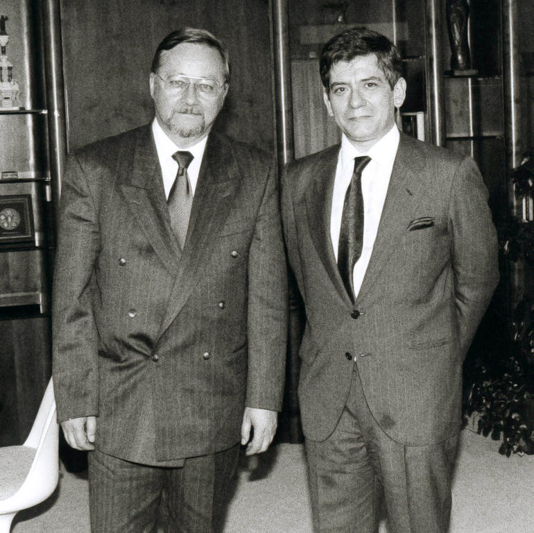 Vytautas Landsbergis and Enrique Barón Crespo (Strasbourg, 9 July 1991)