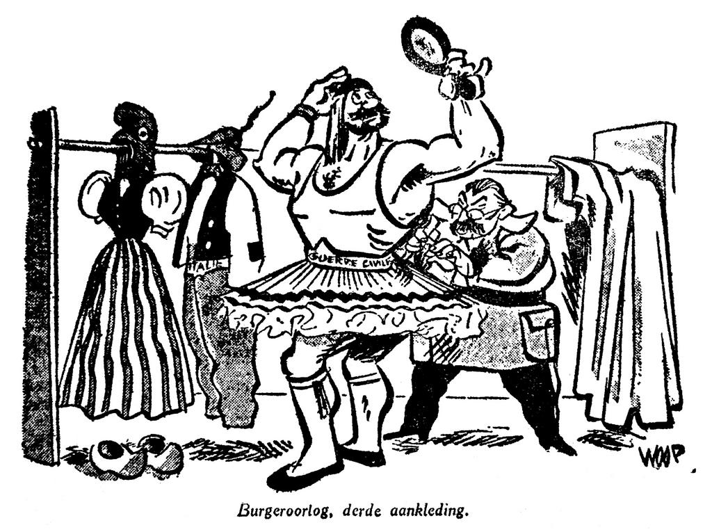 Cartoon by Woop on Moscow’s role in the civil war in Greece (9 January 1948)