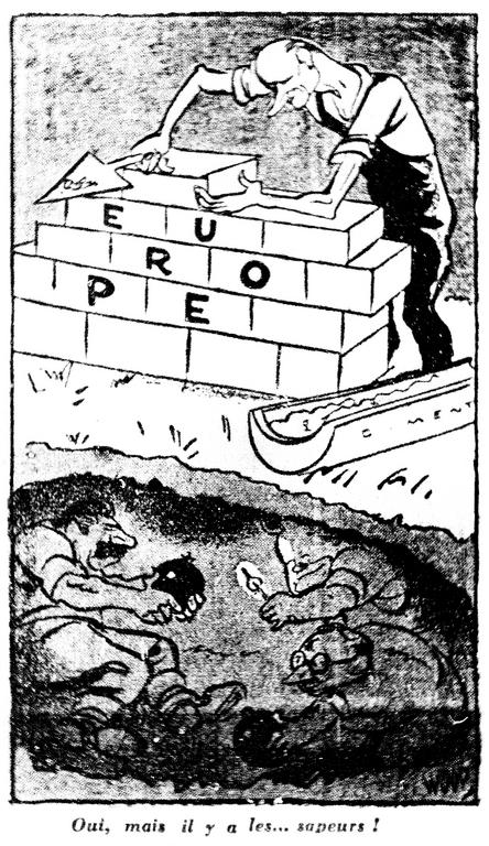 Karikatur von Woop zur Haltung der Kommunisten zum Schuman-Plan (12. Mai 1950)