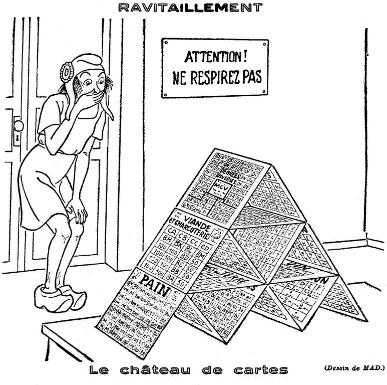 Cartoon by Mad on the food shortage in France (7 February 1946)