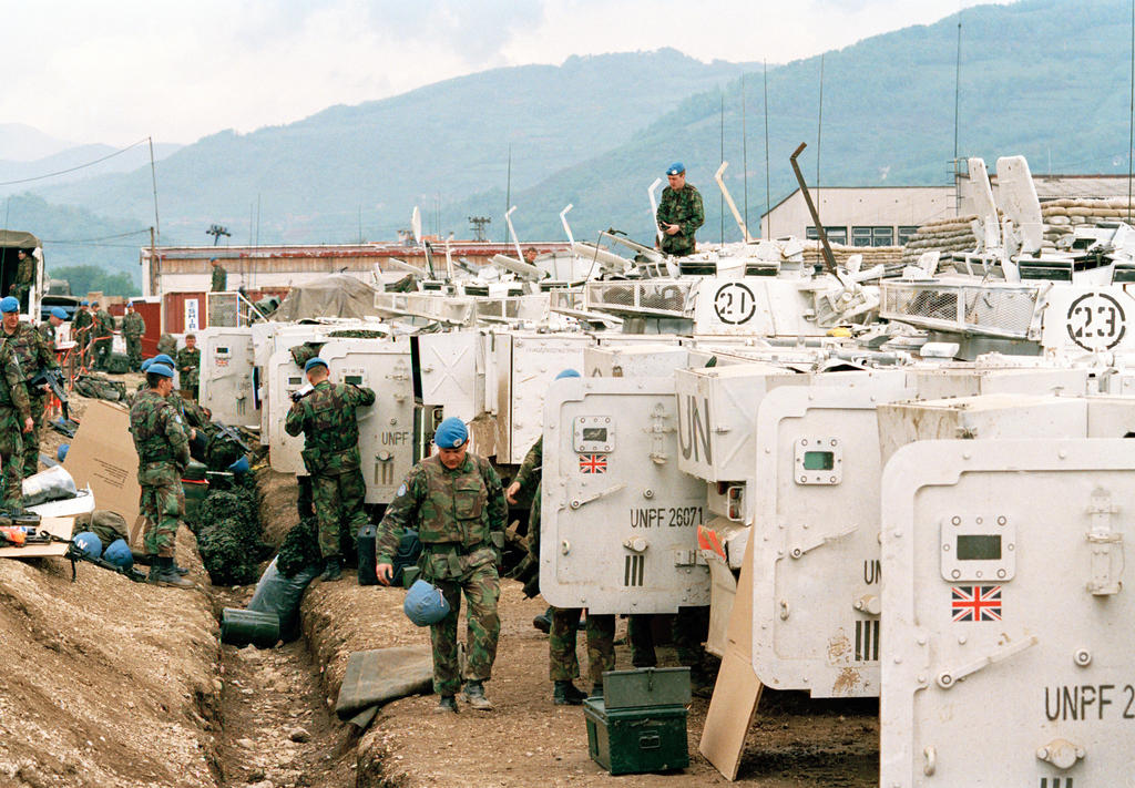 UNPROFOR armoured military vehicles in Bosnia and Herzegovina (Stari Vitez, 1 May 1994)