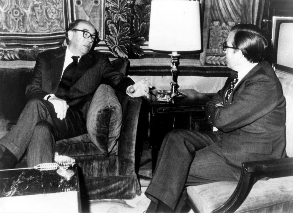 Talks between Roy Jenkins and Marcelino Oreja Aguirre during the negotiations for Spain’s accession to the European Communities