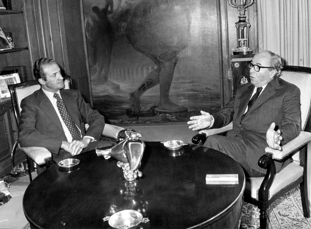 Rencontre entre Juan Carlos Ier et Roy Jenkins dans le cadre des négociations d'adhésion de l'Espagne aux Communautés européennes